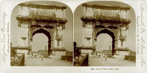 Stereo Photo Prints: Rome, stereoview of the Triumphal Arch of Titus, Italy, Keystone View Company, circa 1897