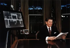 Images Dated 9th March 2009: Ronald Reagan. President Reagan Addressing the Nation on the National Security Defense Initiative