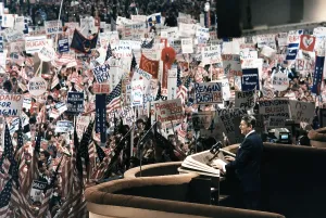 Images Dated 9th March 2009: Ronald Reagan. President Reagan giving his Acceptance Speech at the Republican National Convention