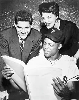 Willie Prints: Ronny Graham, Kaye Ballard, New York Yankee Willie Mays (seated)