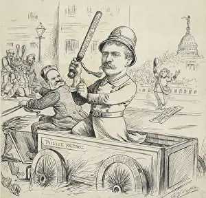 Corruption Prints: A ROOSEVELT TO THE RESCUE, cartoon by George Yost Coffin, May 5, 1895