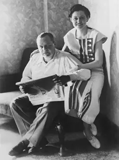 Film Stars Prints: Roscoe Fatty Arbuckle with his fiance