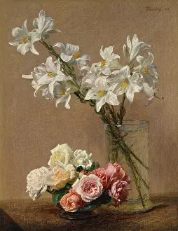 Bouquet Prints: Roses and Lilies, by Henri Fantin-Latour