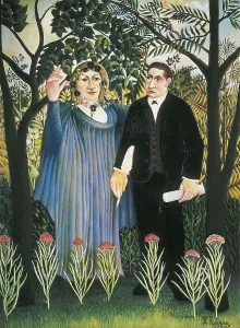 1909 Prints: Rousseau, Henri (1844-1910). The Muse inspiring the Poet (Portrait of Guillaume Apollinaire and Marie Laurencin)