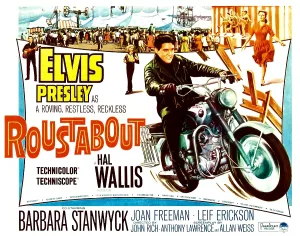 Motorcycle Prints: ROUSTABOUT, Elvis Presley (on motorcycle); Barbara Stanwyck (background center)