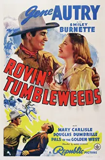 Autry Prints: ROVIN TUMBLEWEEDS, US poster, top from left: Gene Autry, Mary Carlisle, 1939