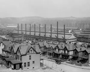 Metals Prints: Rows of neat family houses near the Homestead Steel Works, Pennsylvania, ca. 1905