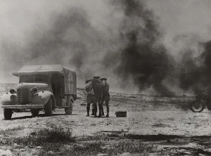 Ambulance Prints: Royal Army Medical Corps ambulance convoy under attack in the Western Desert