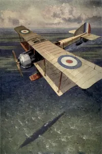 Observation Prints: Royal Naval Air Service watching a German submarine from a seaplane in WW1