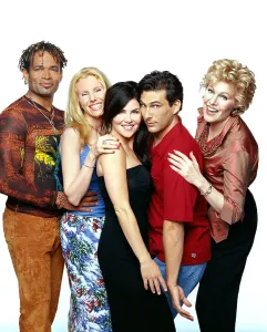 RUDE AWAKENING, Mario Van Peebles, producer Claudia Lonow, Sherilyn Fenn, Jonathan Penner, Lynn Redgrave, (Season 3<br> ), 1998-2001