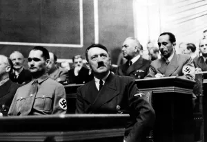 Rudolph Prints: Rudolf Hess and Adolf Hitler during the Reichstag session at which Hitler gave his last warning to the British Empire