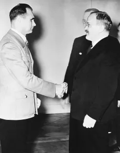 Profiles Prints: Rudolf Hess (left) greeted Russian Premier Vyacheslav Molotov in Berlin on Nov. 12, 1940