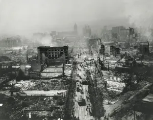 Workers Prints: The ruins of San Francisco still smoldering after the April 18