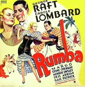 Ruffles Prints: RUMBA, US poster art, large figures from left: Carole Lombard