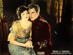 Elaine Prints: RUPERT OF HENTZAU, l-r: Elaine Hammerstein, Bert Lytell on lobbycard, 1923