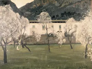 RUSInOL i PRATS, Santiago (1861-1931). Lanscape with flowered almond trees. s.XIX-s.XX. Modernism. Oil on canvas. SPAIN. Barcelona. National Art Museum of Catalonia. - P
