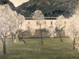 RUSIOL i PRATS, Sainttiago (1861-1931). Lanscape with flowered almond trees. s.XIX-s.XX. Modernism. Oil on canvas. SPAIN. Barcelona. National Art Museum of Catalonia