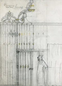 Drawings Prints: RUSSIA. Moscow. Design by Alexander Benois for the performance of 'The Stone Guest'