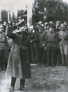 Social Movement Prints: Russian Revolution (1917). Trotsky exhorting the troops of the Red Army