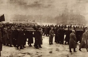 Protests Prints: Russian Revolution. Funeral of 182 persons killed by Czarist police on Feb