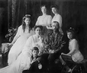 Kings Prints: Russian Royal family in 1914. L-R Seated: Marie