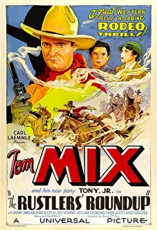 Sinclair Prints: RUSTLERS ROUNDUP, top from left: Tom Mix, Noah Beery Jr. Diane Sinclair, 1933