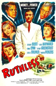Diana Prints: RUTHLESS, US poster, Zachary Scott (center)