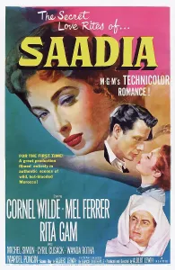 Ferrer Prints: SAADIA, US poster, from left: Rita Gam, Mel Ferrer, Rita Gam, Cornel Wilde (bottom), 1953