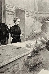 Teaching Prints: SABATTIER, Louis Rmy (20th century). Marie Curie in the University of La Sorbonne. 1900s