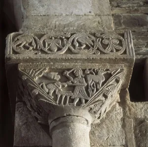 Sacrifice of Abraham. 7th c. SPAIN. Campillo. Church of Sand Pedro de la Nave. Visigothic art. Relief on rock. AISA/Everett Collection**US SALES ONLY**