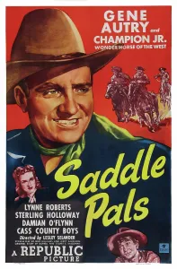 Roberts Prints: SADDLE PALS, US poster art, from top: Gene Autry, Lynne Roberts, Sterling Holloway, 1947