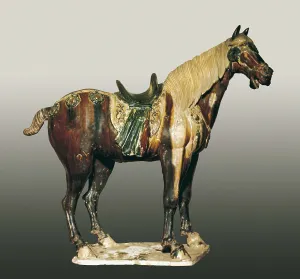 10th C Prints: Saddled horse. 7th c.-10th c. Ornament of a tomb