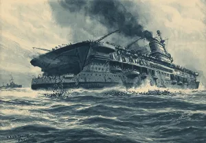 Atlantic Ocean Prints: Sailors abandoning the HMS Courageous