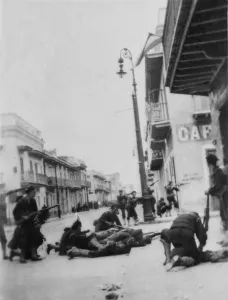Caribbean Prints: US sailors fighting in the streets of Vera Cruz, Mexico, on April 22, 1914