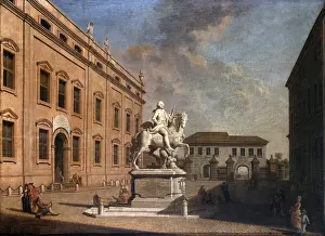 Noble Prints: Saint Augusti Square in Modena with the equestrian monument of Francis III Este