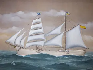 Navigation Prints: Saint Louis Brigantine. Painting by J