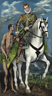 Saint Martin and the Beggar, by El Greco, 1597-99, Spanish Renaissance painting, oil on canvas