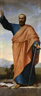 Saint Paul, by L. Rozzi, 19th century, canvas - Italy, Veneto, Valdagno, Dome Church of San Clemente. Whole artwork view