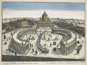 Papacy Prints: Saint Peter's Square and Basilica in 18th c