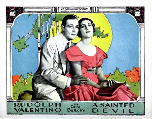 Rudolph Prints: A SAINTED DEVIL, lobbycard, from left: Rudolph Valentino, Helena D'Algy, 1924