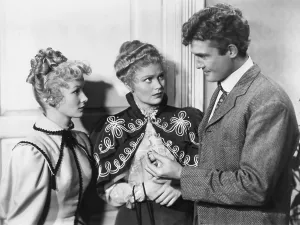 Reeves Prints: THE SAINTED SISTERS, from left: Veronica Lake, Joan Caulfield, George Reeves, 1948