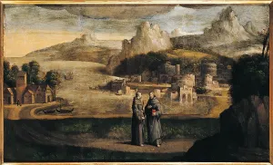 Catholicism Prints: Saints Francis and Anthony, by copy from Benvenuto Tisi known as Garofalo