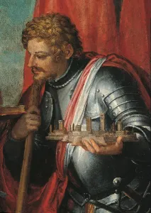 Saints Prosdocimus, Liberal and Jerome, by Giacomo Lauro knows as Giacomo da Treviso, 16th Century, oil on canvas, - Italy, Lombardy, Milan, Brera Art Gallery. Detail