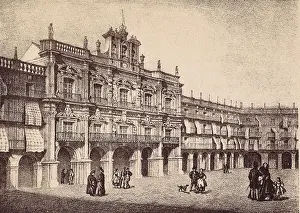 Salamanca (19th c.). Main Square. Litography. SPAIN. Madrid. National Library. AISA/Everett Collection**US SALES ONLY**