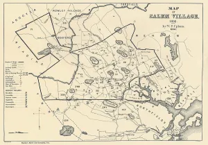 1690s Prints: Salem, Massachusetts Colony in 1692. Map drawn 1866