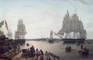 Salmon Prints: SALMON, Robert (1775-1845). Boston Harbour from Constitution Wharf