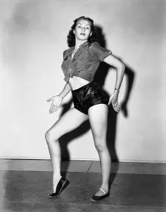 Rehearsal Prints: SALOME, WHERE SHE DANCED, Yvonne De Carlo, rehearsing her dance moves, 1945