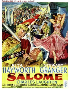 Granger Prints: SALOME, Stewart Granger (left), Rita Hayworth (right), (Belgian poster art), 1953