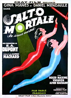 Gina Prints: SALTO MORTALE, (aka LE SAUT MORTEL), French poster art, top: Gina Manes, 1931