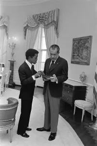 Sammy Davis Jr. with Richard Nixon in the Oval Office. March 4 1973